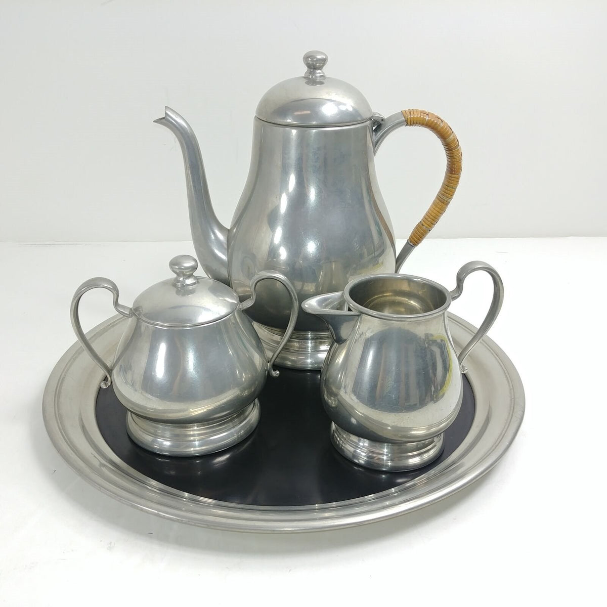 Queen Art Pewter Brooklyn, NY 5 Piece Coffee & store Tea Kettle Cream & Sugar Bowls