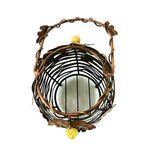 Load image into Gallery viewer, Candle Lantern Basket Metal Copper Toned Acorn Accents
