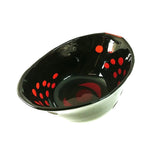 Load image into Gallery viewer, Art Glass Oval Bowl Hand Blown Pontil Mark Ruby Red Transparent Etched Circles

