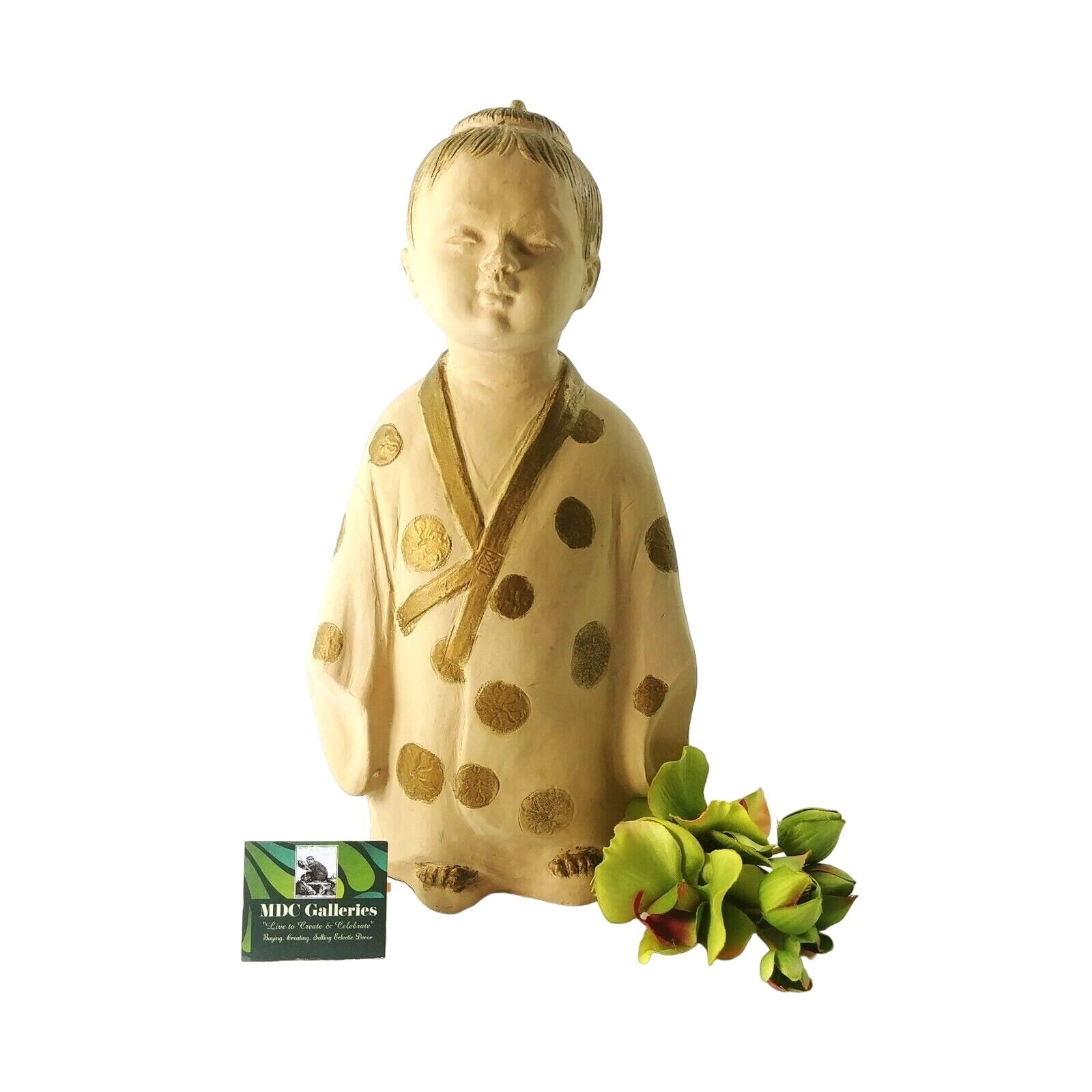 Japanese Asian Male Figurine Sculpture Dressed in Kimono 12"