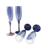 Load image into Gallery viewer, Fluted Champagne Blown Glass Stemware Libbey Glass Co. Domaine Purple Set of 4
