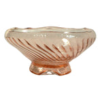 Load image into Gallery viewer, Fruit bowl serving dish ribbed swirl pink glass scalloped edge table decor
