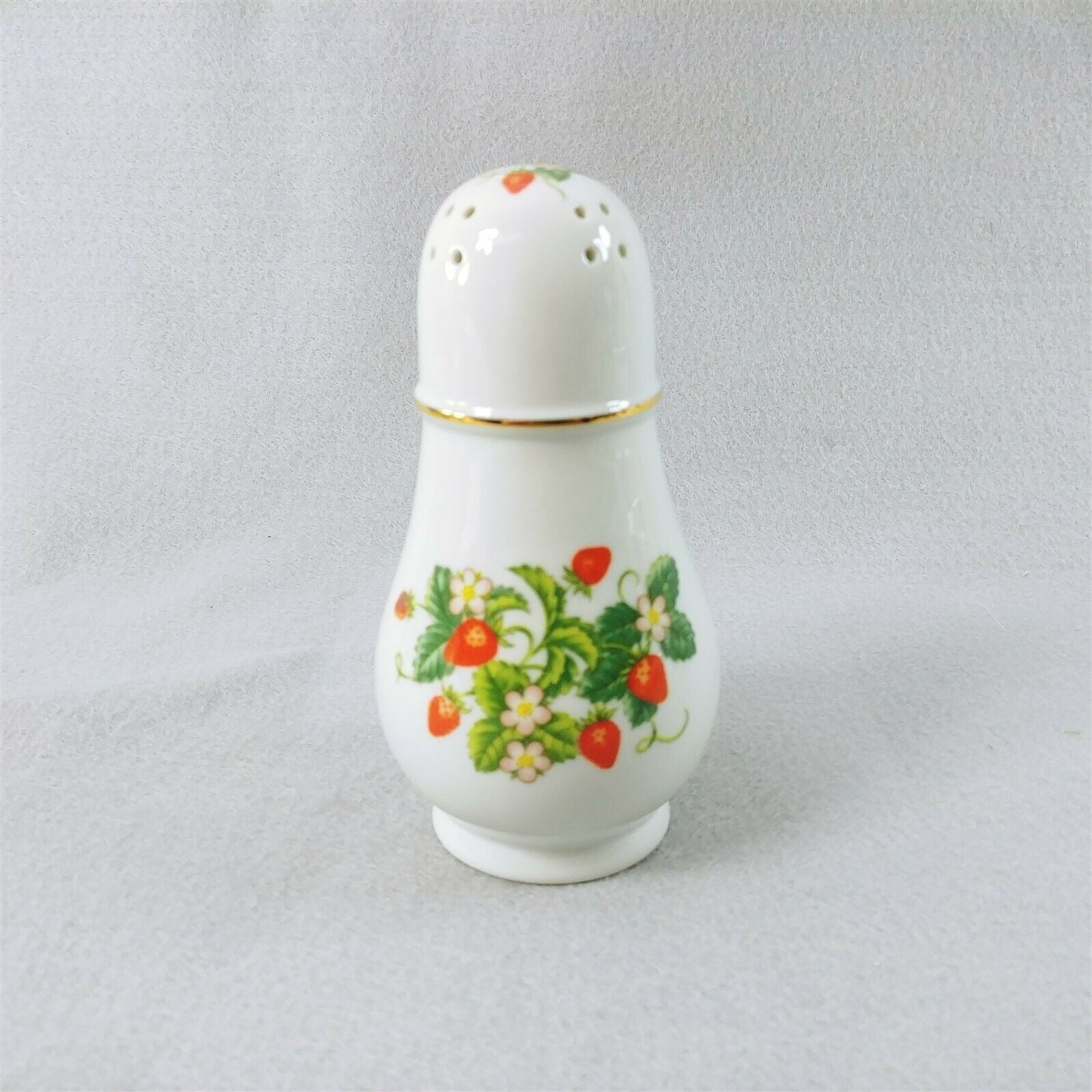 Sugar Shaker by Avon Strawberries Porcelain 22K Gold Trim Vintage