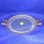 Load image into Gallery viewer, Creamer Sugar Set Jeanette Glass Co 24K Gold Decorated Hobnail Ribbed Vintage
