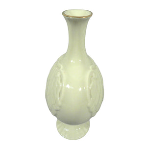 Lenox Bud Vase With Embossed Clam Shell Design & Gold Rim Hallmark Stamped Beige