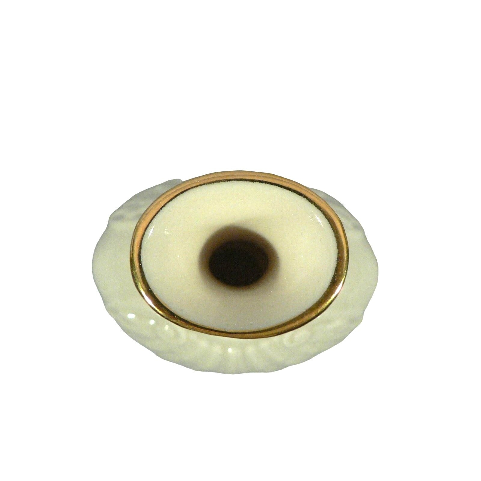 Lenox Bud Vase With Embossed Clam Shell Design & Gold Rim Hallmark Stamped Beige