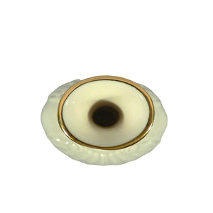 Lenox Bud Vase With Embossed Clam Shell Design & Gold Rim Hallmark Stamped Beige