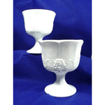 Load image into Gallery viewer, Compote Goblet White Milk Glass Pedestal Set Grapes &amp; Leaves Design 2 pcs
