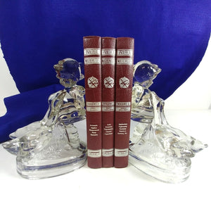 Girl and Goose Glass Bookends Vintage