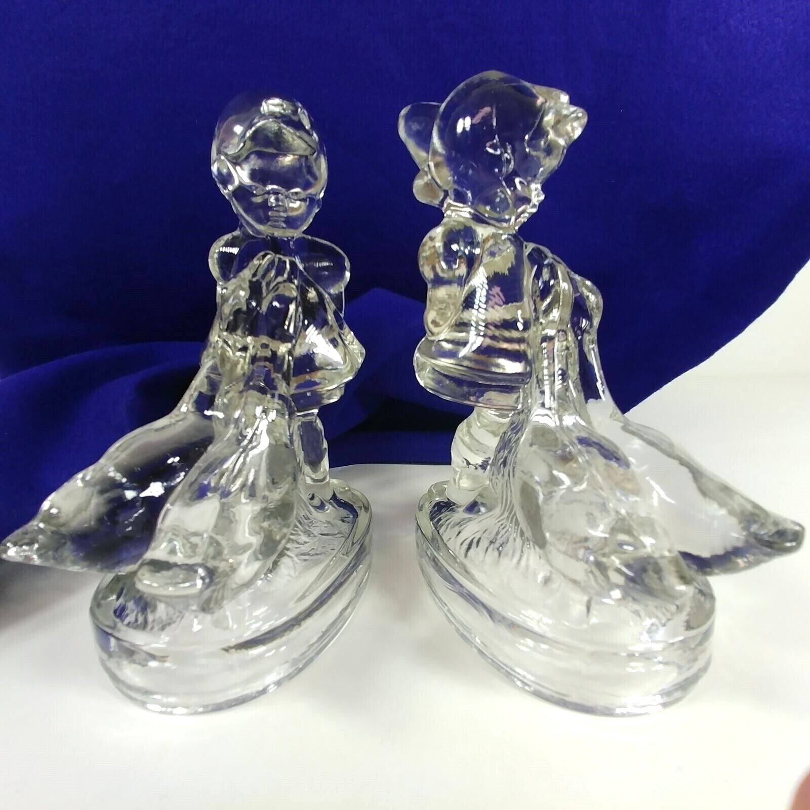 Girl and Goose Glass Bookends Vintage