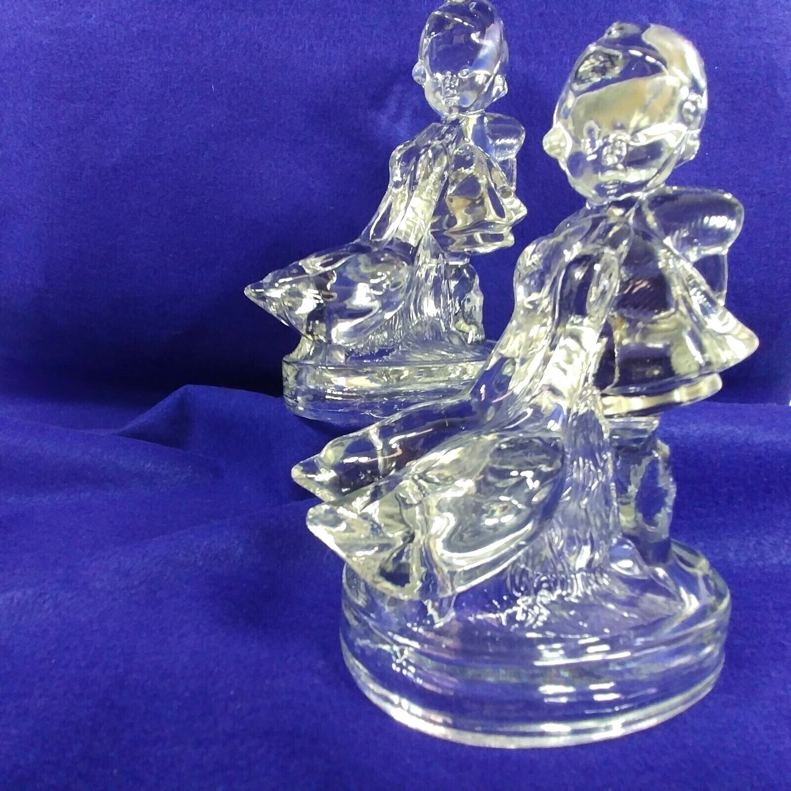 Girl and Goose Glass Bookends Vintage