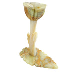 Load image into Gallery viewer, Taper Candlestick Holder Tulip Shape on Leaf Base Marble
