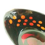 Load image into Gallery viewer, Art Glass Oval Bowl Hand Blown Pontil Mark Ruby Red Transparent Etched Circles
