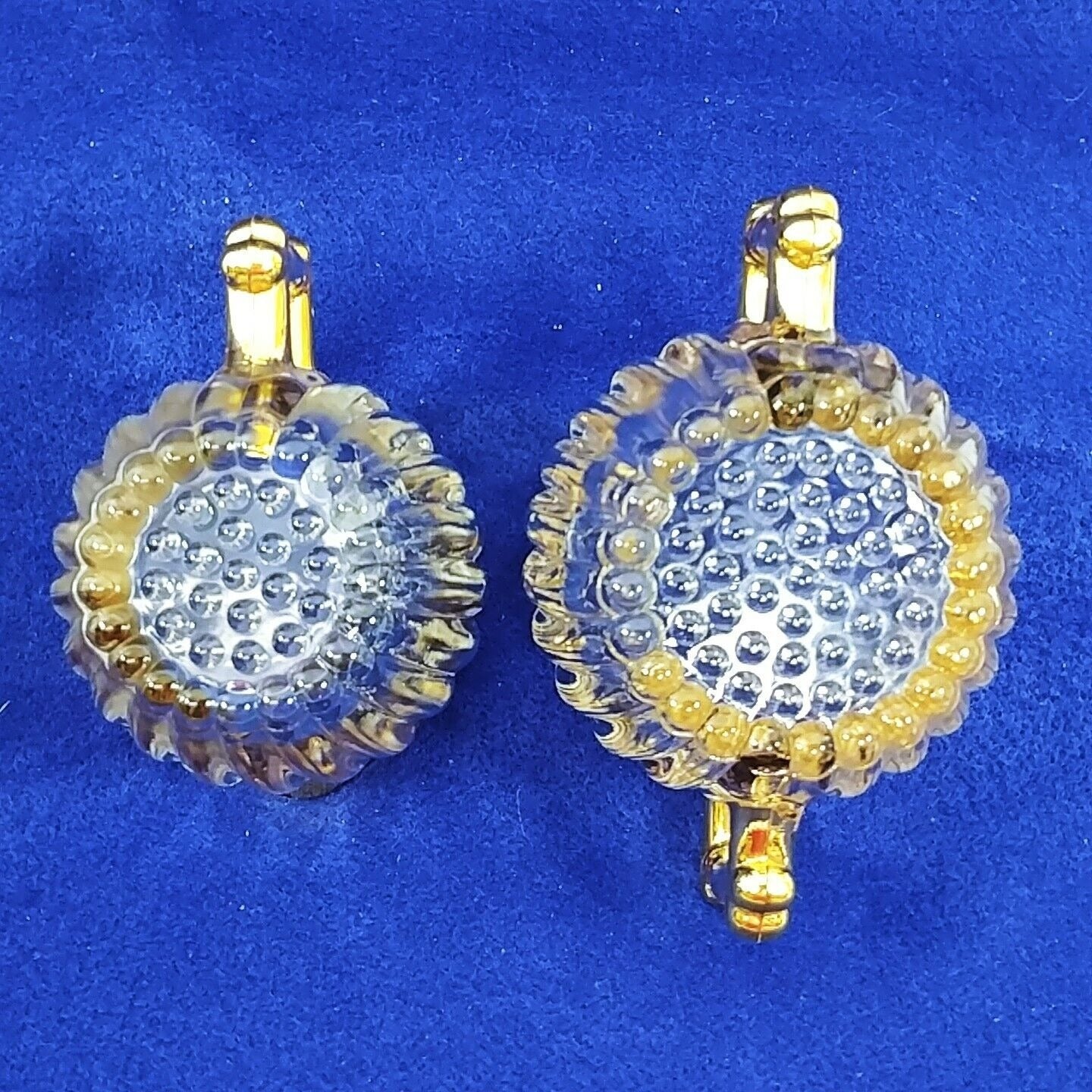Creamer Sugar Set Jeanette Glass Co 24K Gold Decorated Hobnail Ribbed Vintage