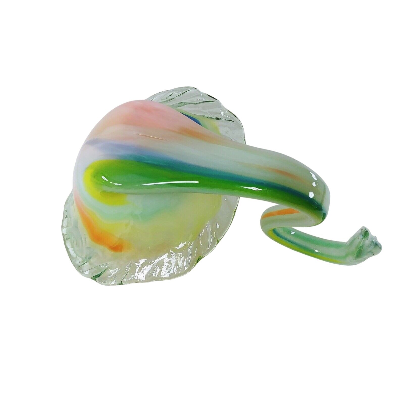 Art Glass Swan Hand Blown Bowl Floral Candy Dish Centerpiece Artisan Made