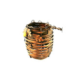 Load image into Gallery viewer, Candle Lantern Basket Metal Copper Toned Acorn Accents
