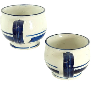 Ceramic Mugs Coffee & Tea Cups for Kitchen Decor Blue & White Speckled 2 pc Set