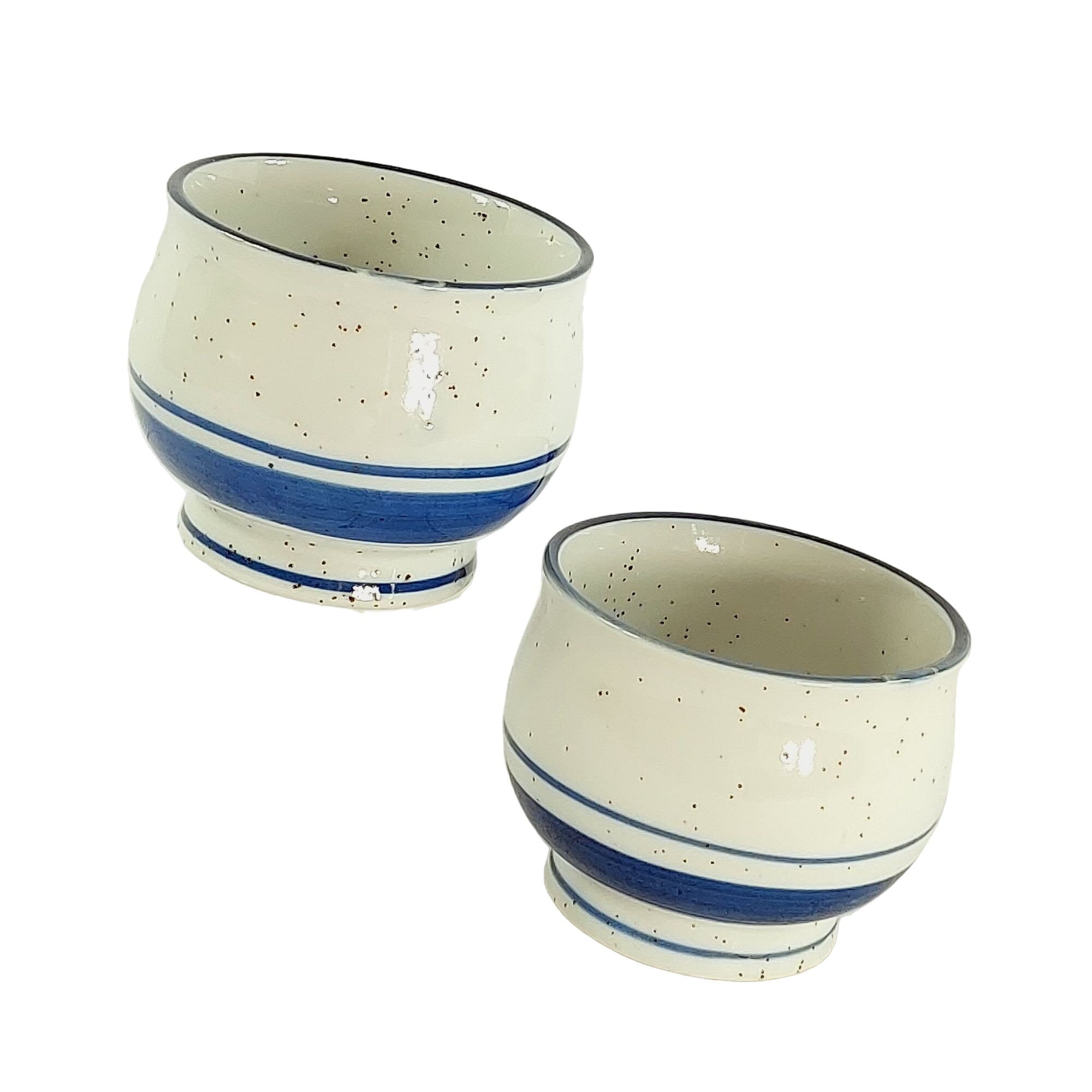 Ceramic Mugs Coffee & Tea Cups for Kitchen Decor Blue & White Speckled 2 pc Set