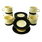 Load image into Gallery viewer, Coffee Tea Beverage Mugs with Saucers Stoneware Set of 6 pcs Japan
