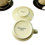 Load image into Gallery viewer, Coffee Tea Beverage Mugs with Saucers Stoneware Set of 6 pcs Japan
