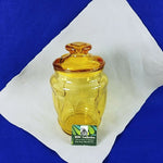Load image into Gallery viewer, Canister With Sealing Lid Amber Gold Thumbprint Apothecary Design 8&quot;
