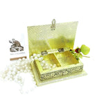 Load image into Gallery viewer, Storage Trinket Vanity Valet Box Metal Exterior Closure Hinges Embossed Floral Applique
