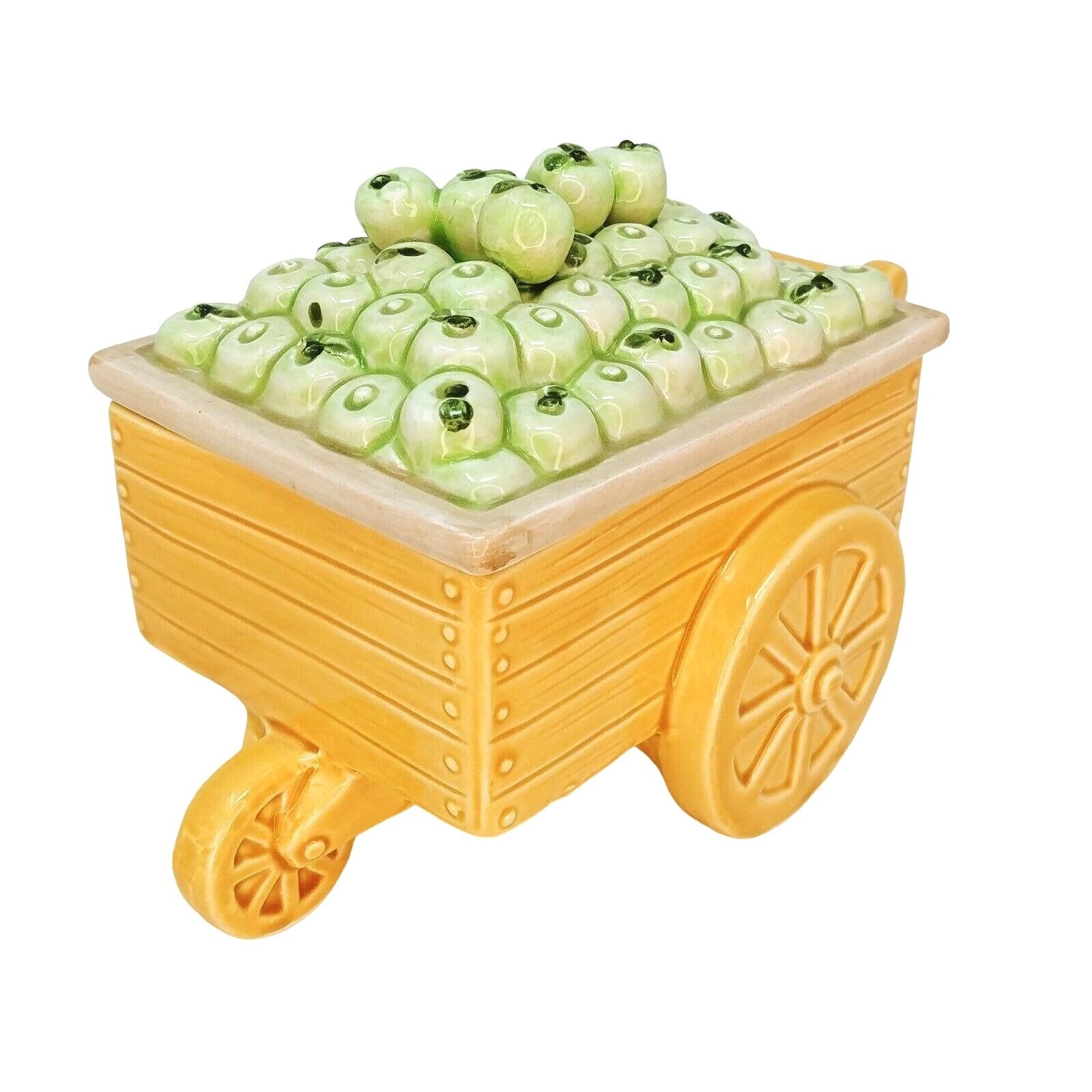 Fitz and Floyd Candy Box with Lid Fitz Omnibus Village Green Apple Annie Cart