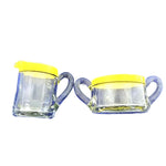 Load image into Gallery viewer, Creamer Sugar Bowl Set Dbl Handle Mid-Century Modern Glass Sunburst Bottom 2 pc
