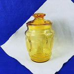 Load image into Gallery viewer, Canister With Sealing Lid Amber Gold Thumbprint Apothecary Design 8&quot;
