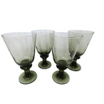Load image into Gallery viewer, Libby Water Goblets 4 pc set Nova Black Glass Stemware 7&quot; H Vintage
