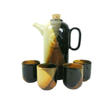 Load image into Gallery viewer, Beverage Thermos Travel Coffee or Wine Decanter Set 4 cups All Ceramic Pottery
