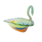 Load image into Gallery viewer, Art Glass Swan Hand Blown Bowl Floral Candy Dish Centerpiece Artisan Made
