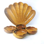 Load image into Gallery viewer, Salad Bowl 4 Serving Bowls Wooden Clam Shell Handcrafted Philippines
