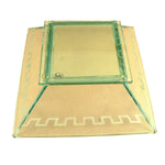 Load image into Gallery viewer, Bowl Glass Square Studio Silversmiths Etched Roman Design Border Green
