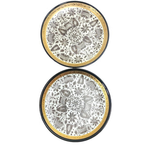 Bowl Collector Decorator Plates 2 pcs w/Wall Hangers Eclectique Kai Kai Raised Embossed Design Hallmarked on Back