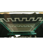 Load image into Gallery viewer, Bowl Glass Square Studio Silversmiths Etched Roman Design Border Green
