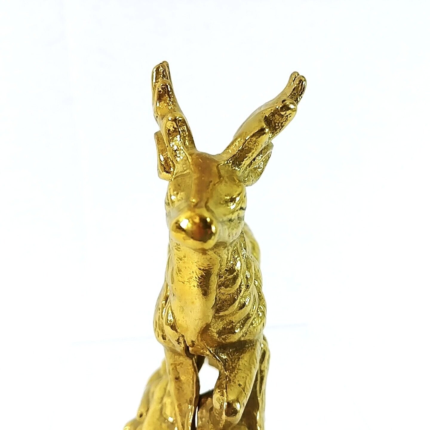 Brass Stag Deer Figurine Paperweight Office Desk Cabin Lodge Decor 4.5" Tall