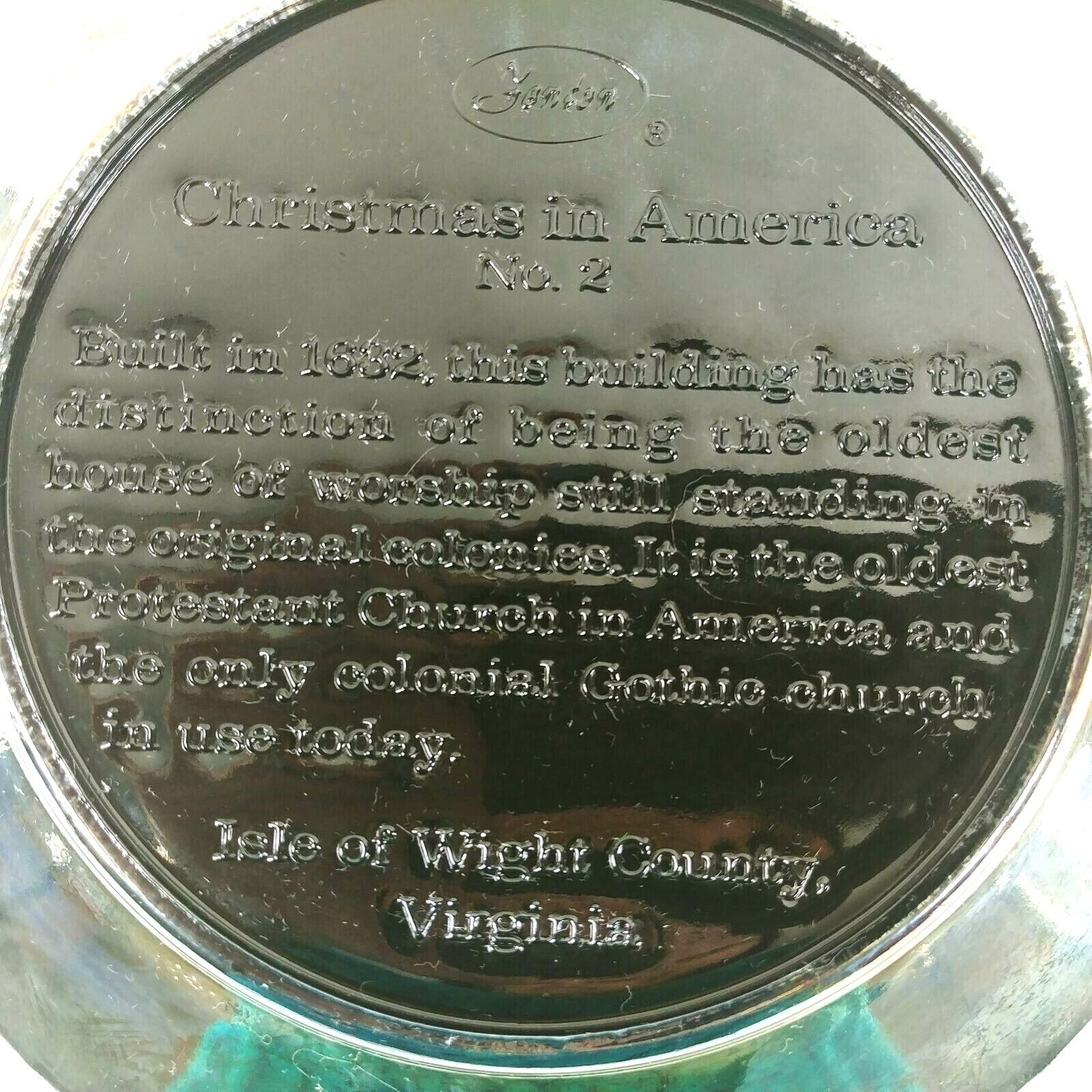 Vtg Fenton Iridescent Amethyst Carnival Glass Plate Christmas 1971 Old Church