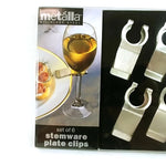 Load image into Gallery viewer, Stemware Plate Clips Set of 6 Original Box Metalla Stainless Steel Partyware
