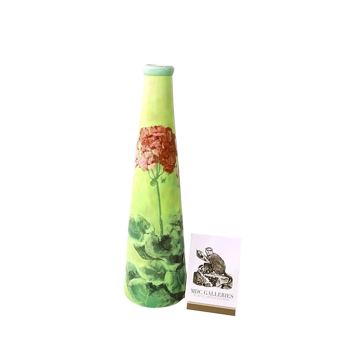 Carol Rowan Geraniums Collection Ceramic Vase 12" Tall Enesco Group