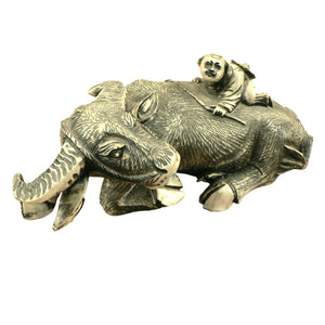 Asian style Ox Sculpture with figurine etched resin