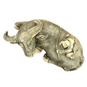 Asian style Ox Sculpture with figurine etched resin