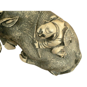 Asian style Ox Sculpture with figurine etched resin
