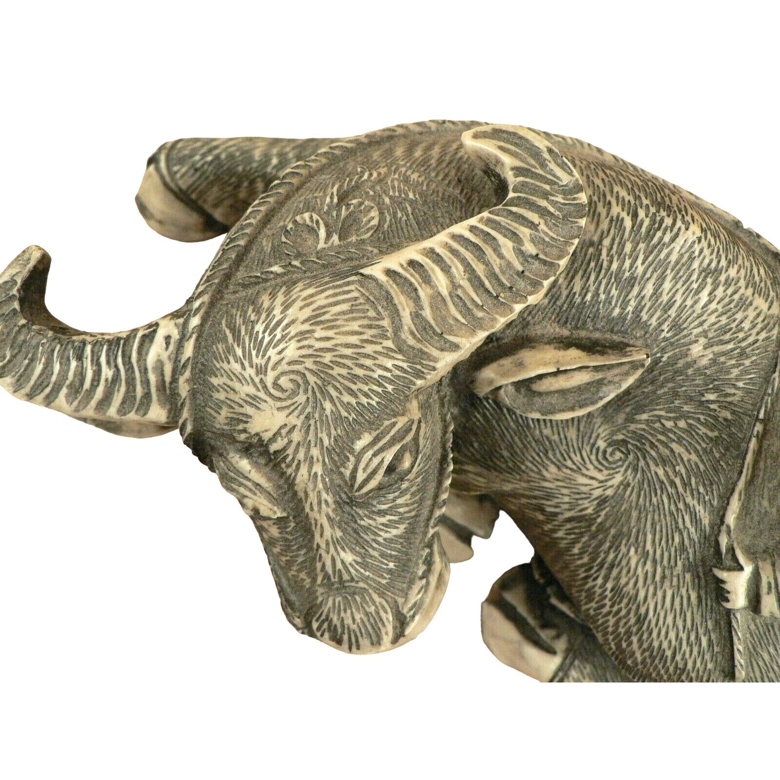 Asian style Ox Sculpture with figurine etched resin