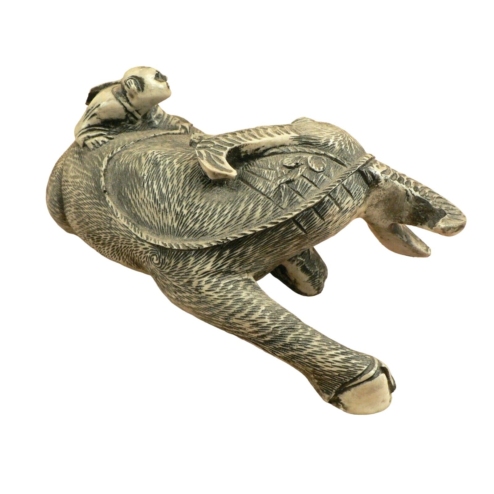 Asian style Ox Sculpture with figurine etched resin