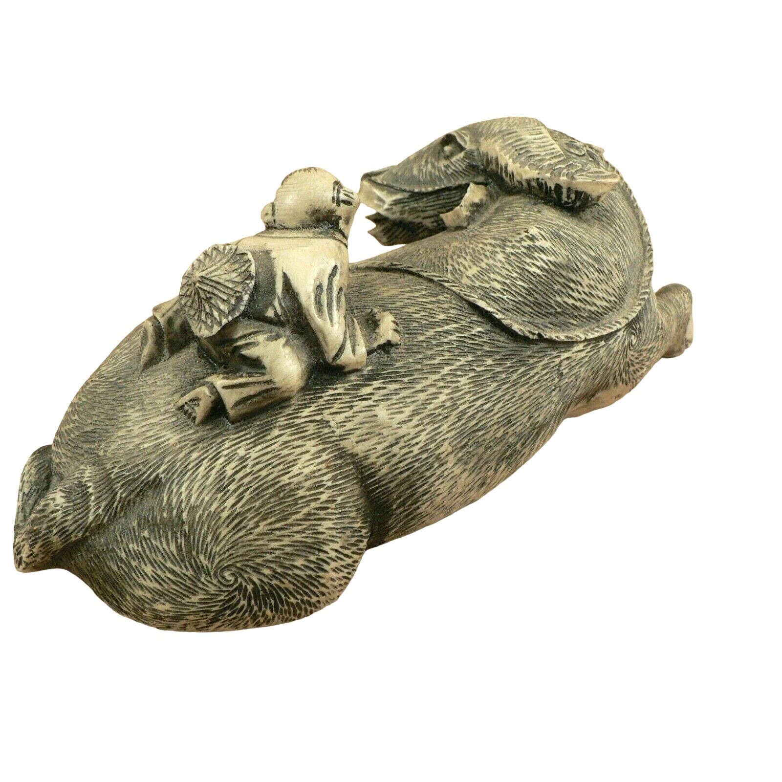Asian style Ox Sculpture with figurine etched resin
