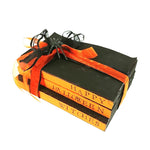 Load image into Gallery viewer, Halloween Book Stack Decor With Orange &amp; Black Ribbons and a Spooky Spider
