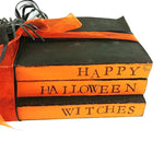 Load image into Gallery viewer, Halloween Book Stack Decor With Orange &amp; Black Ribbons and a Spooky Spider
