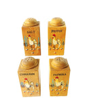 Load image into Gallery viewer, Vintage Wooden Spice Jar Set With Hand Painted Rooster Design &amp; Screw Lids 4 pcs
