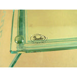 Load image into Gallery viewer, Bowl Glass Square Studio Silversmiths Etched Roman Design Border Green
